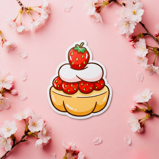 Strawberry Shortcake Kawaii Glossy Vinyl Sticker | Waterproof 2.5" Cute Aesthetic Decal for Water Bottles, Laptops, & Journals