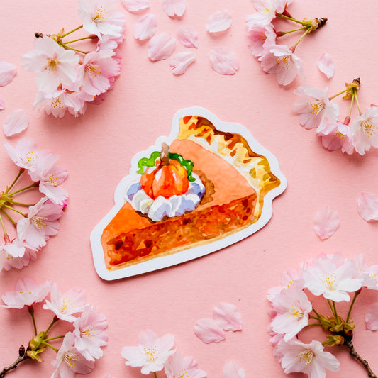 Pumpkin Pie Kawaii Glossy Vinyl Sticker | Waterproof 2.5" Cute Aesthetic Decal for Water Bottles, Laptops, & Journals
