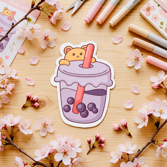 Boba Cutie Kawaii Glossy Vinyl Sticker | Waterproof 2.5" Cute Aesthetic Decal for Water Bottles, Laptops, & Journals