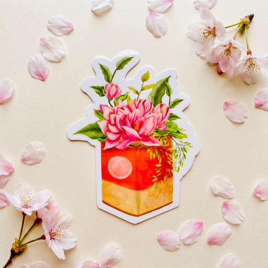 Flower Juice Box Kawaii Glossy Vinyl Sticker | Waterproof 2.5" Cute Aesthetic Decal for Water Bottles, Laptops, & Journals