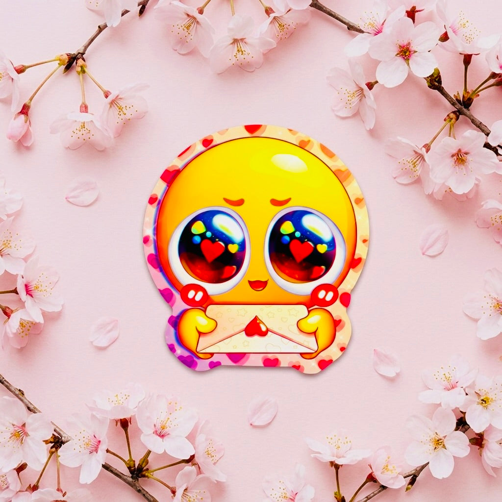 Love Message Kawaii Glossy Vinyl Sticker | Waterproof 2.5" Cute Aesthetic Decal for Water Bottles, Laptops, & Journals
