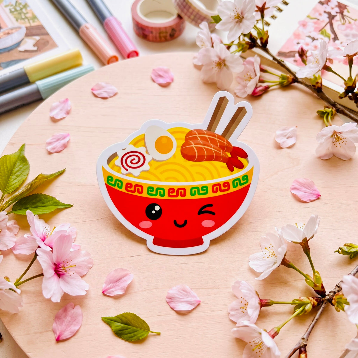 Kawaii Noodles Kawaii Glossy Vinyl Sticker | Waterproof 2.5" Cute Aesthetic Decal for Water Bottles, Laptops, & Journals