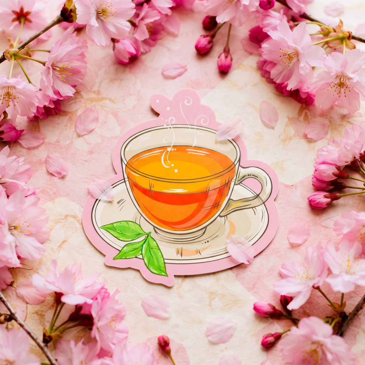 Warm Tea Kawaii Glossy Vinyl Sticker | Waterproof 2.5" Cute Aesthetic Decal for Water Bottles, Laptops, & Journals