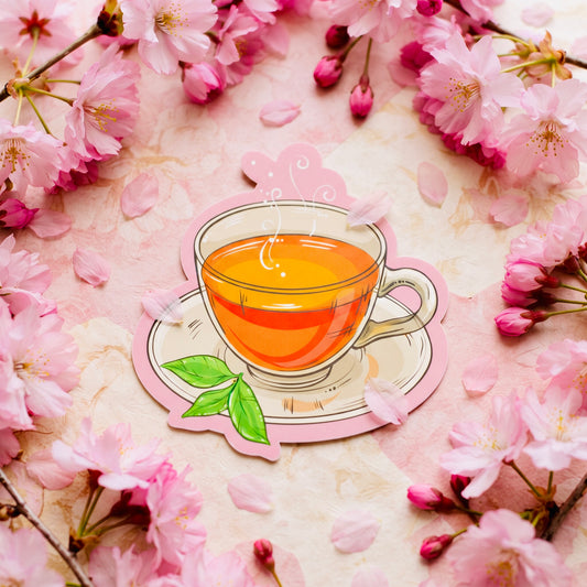 Warm Tea Kawaii Glossy Vinyl Sticker | Waterproof 2.5" Cute Aesthetic Decal for Water Bottles, Laptops, & Journals