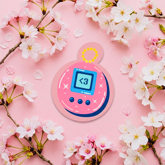 Tamagotchi Number Pink Kawaii Glossy Vinyl Sticker | Waterproof 2.5" Cute Aesthetic Decal for Water Bottles, Laptops, & Journals