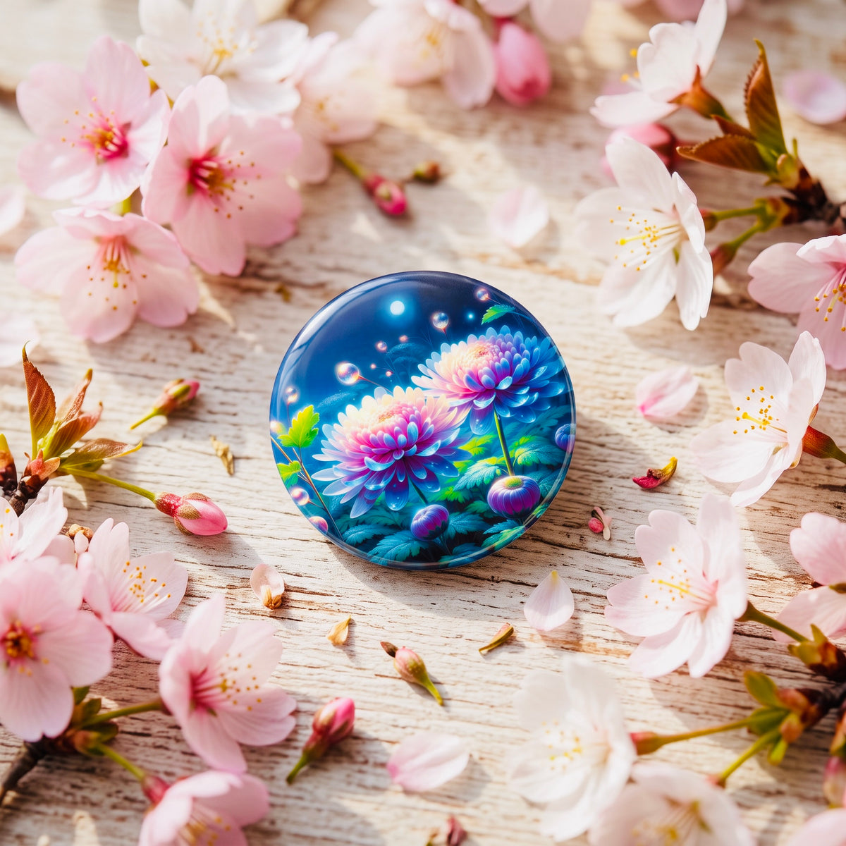 Glow Flower Kawaii Button Pin | Cute 1" Mini Badge | Aesthetic Backpack Pin