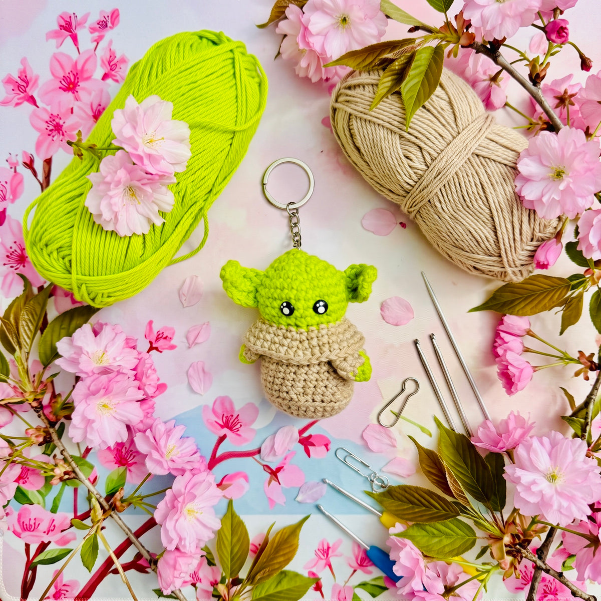 Grogu Baby Yoda Handmade Kawaii Crochet Amigurumi Plushie Keychain | Cute Bag Charm & Gift