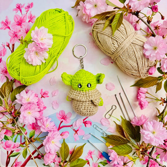 Grogu Baby Yoda Handmade Kawaii Crochet Amigurumi Plushie Keychain | Cute Bag Charm & Gift