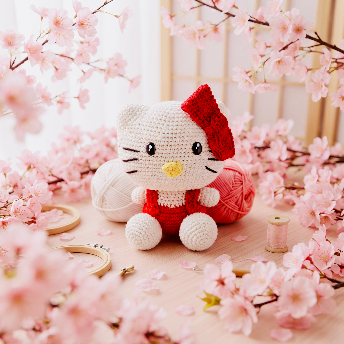 Kawaii Hello Kitty Handmade Kawaii Crochet Amigurumi Plushie | Cute Stuffed Animal Gift