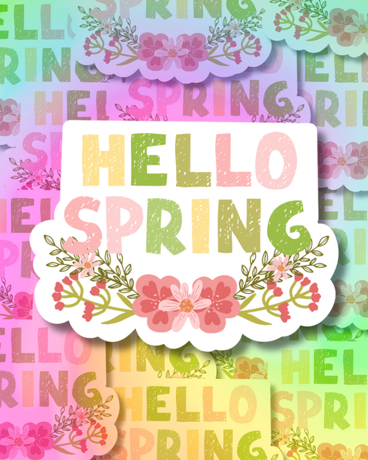 Hello Spring Vinyl Sticker