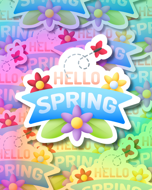 Hello Spring Vinyl Sticker