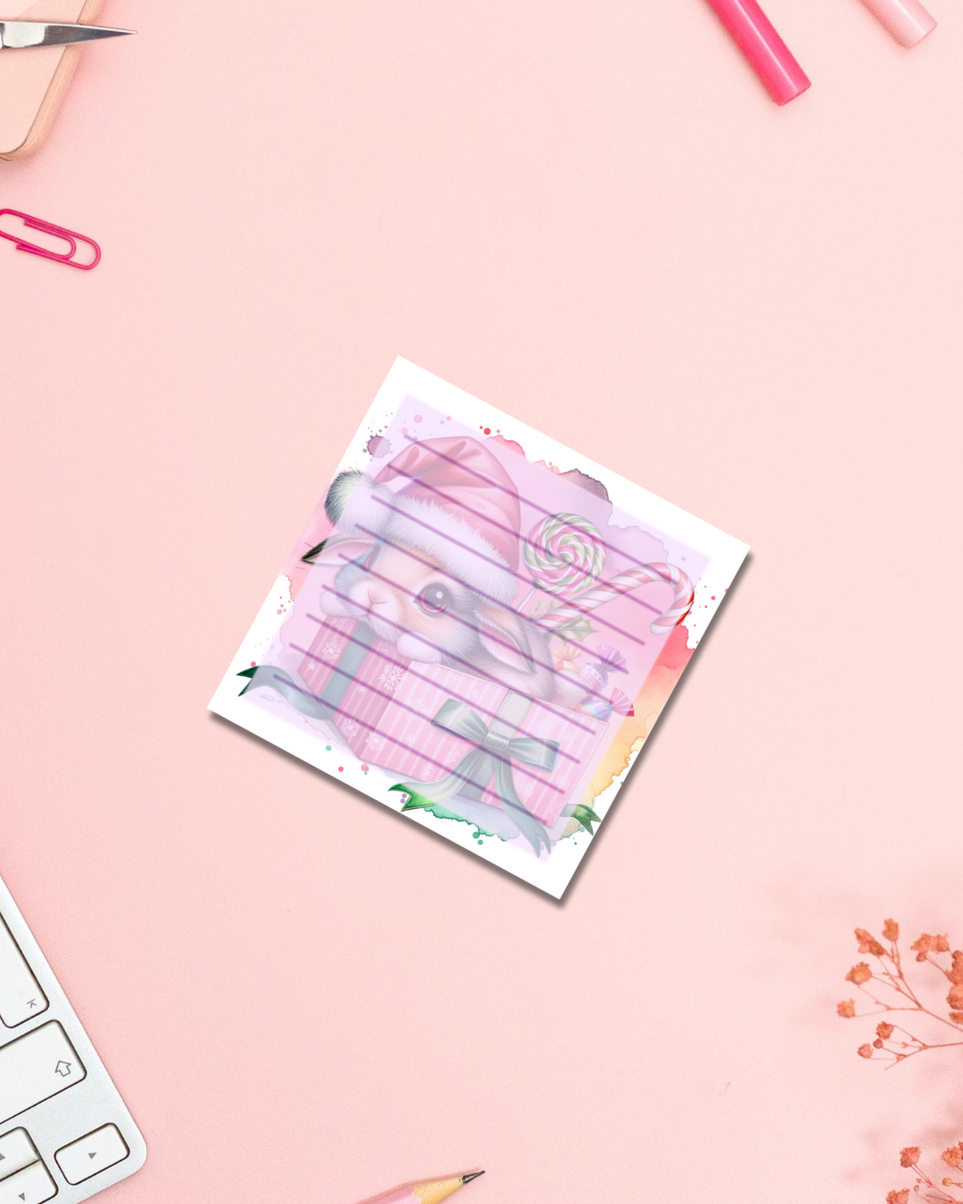Holiday Bunny Notepad Aesthetic Cute Stationery Gift