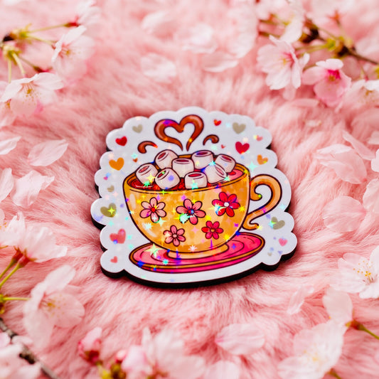 Hot Cocoa Sparks Kawaii 2.5-Inch Cute Collectible Magnet | Aesthetic Refrigerator & Locker Magnet | Gift Shop Souvenir