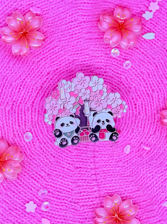 Flowered Panda Duo Acrylic Pin