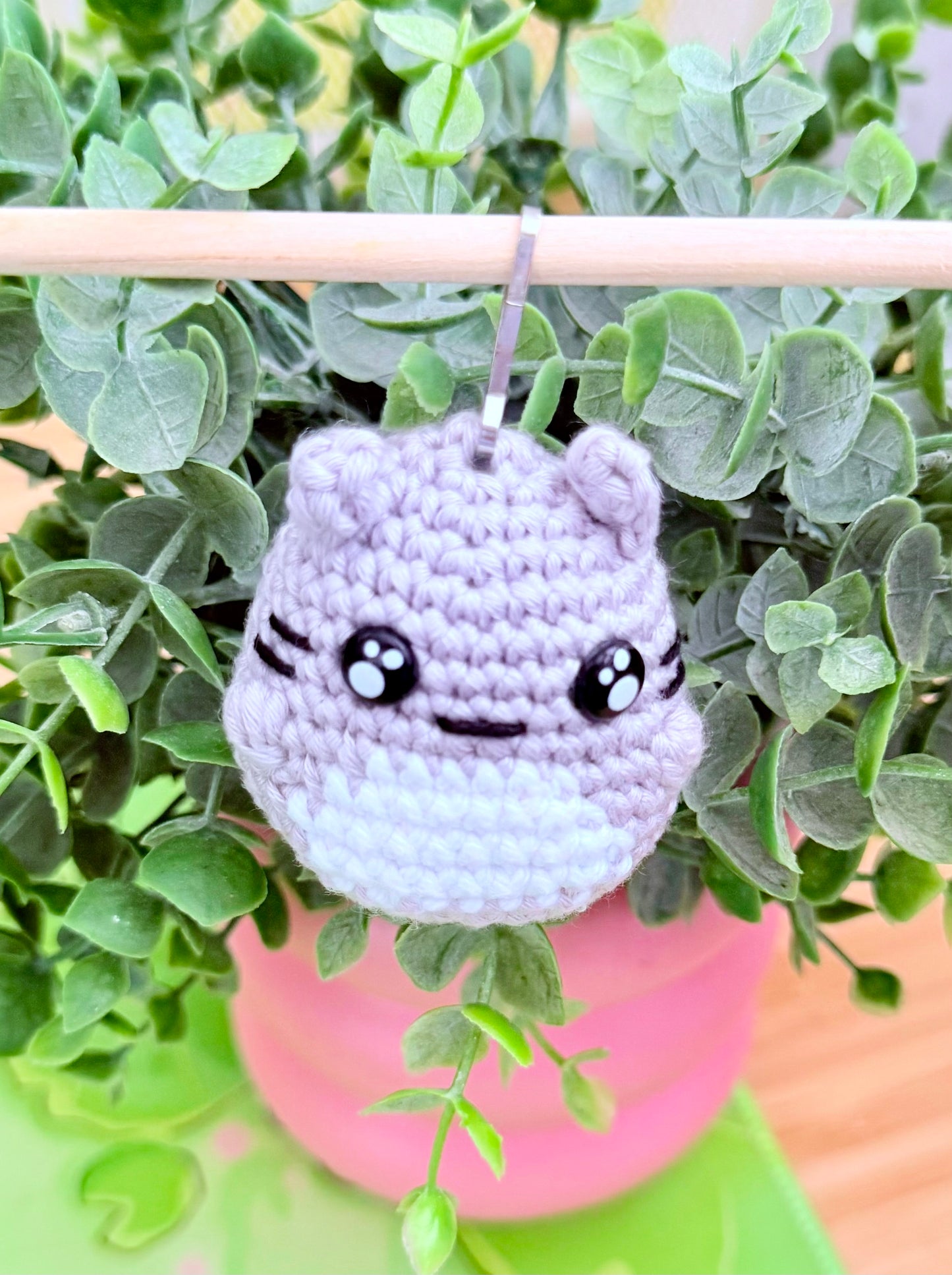 Hand-Knitted Totoro Keychain - Little Forest Spirit Bag Charm