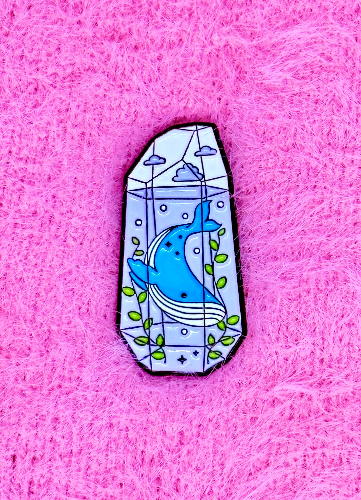 Whale Stone Enamel Pin