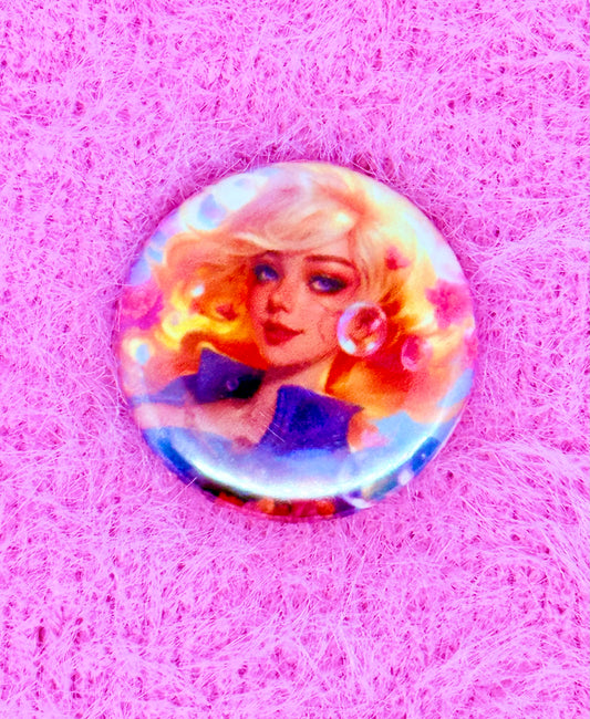Bubble Girl Mini Button Pin