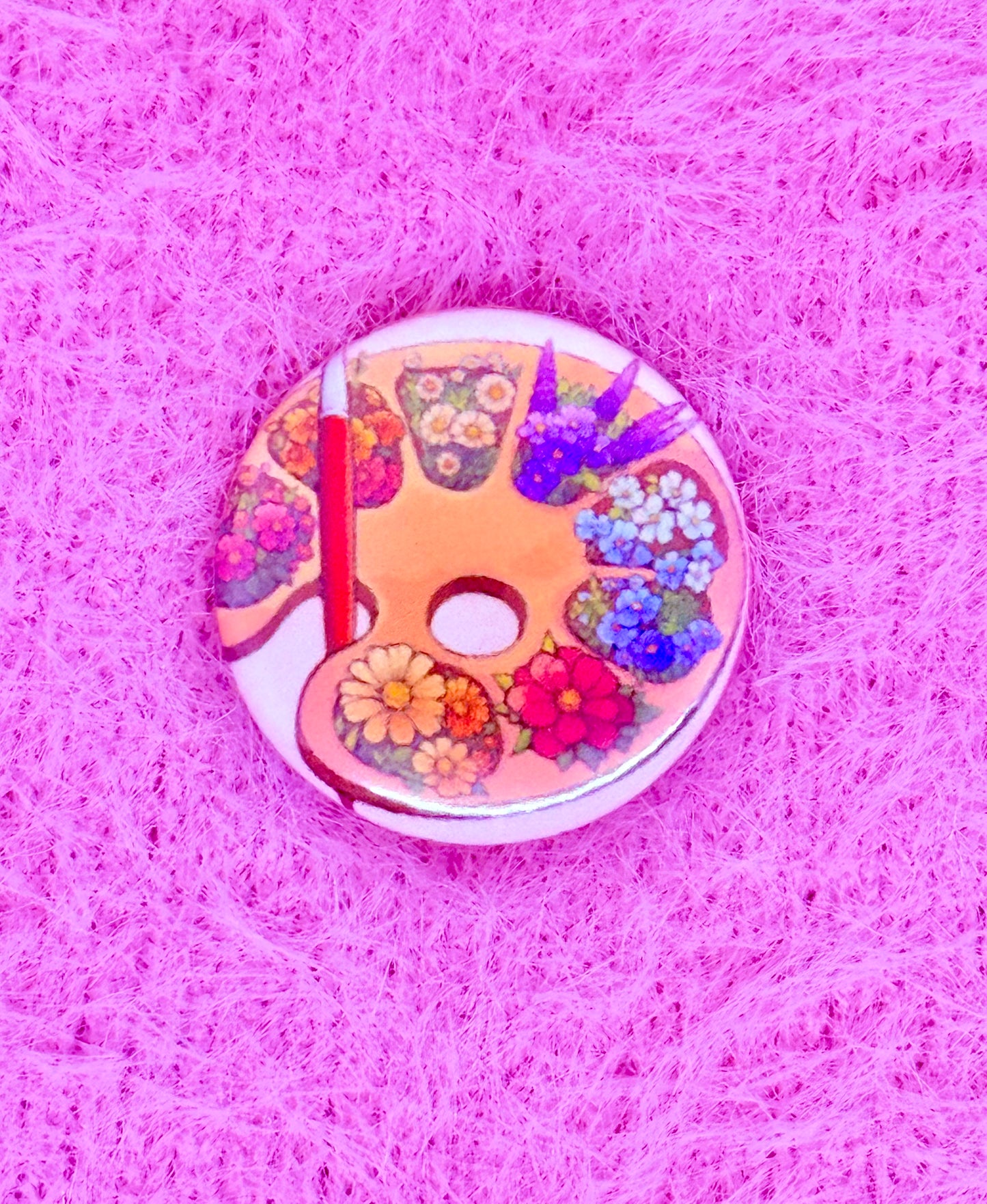 Flowered Palette Mini Button Pin