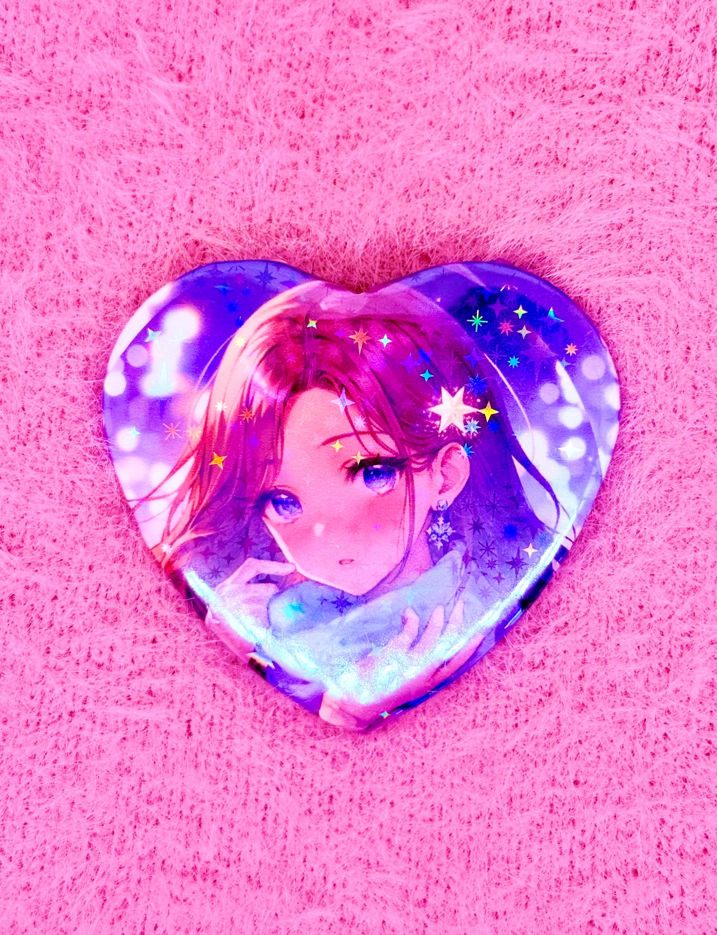Snow Girl Heart Button Pin