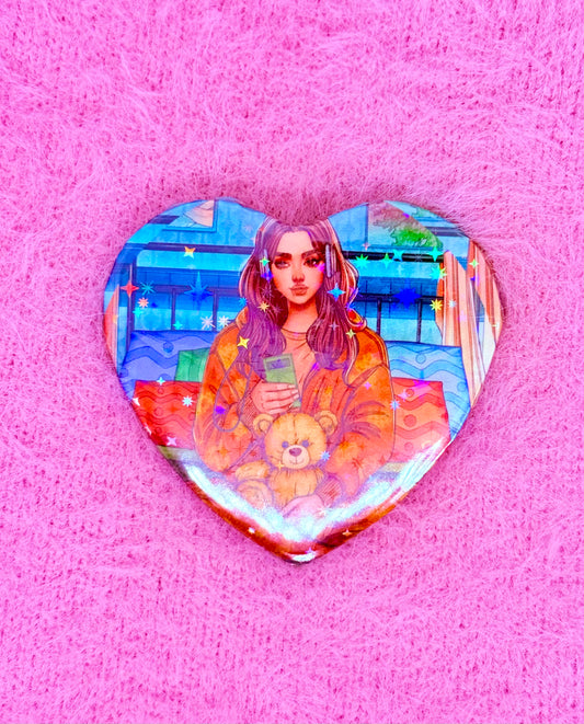 Musical Girl Heart Button Pin