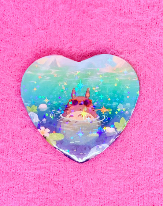Totoro in The Sea Heart Button Pin