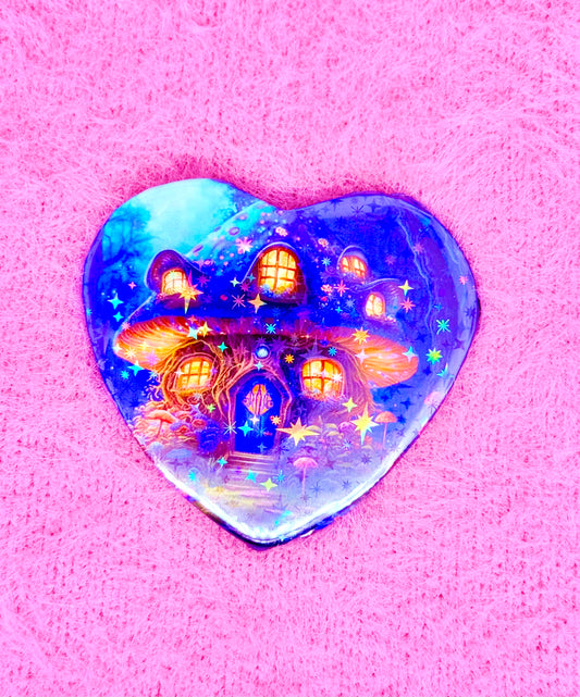 Fungi Home Heart Button Pin