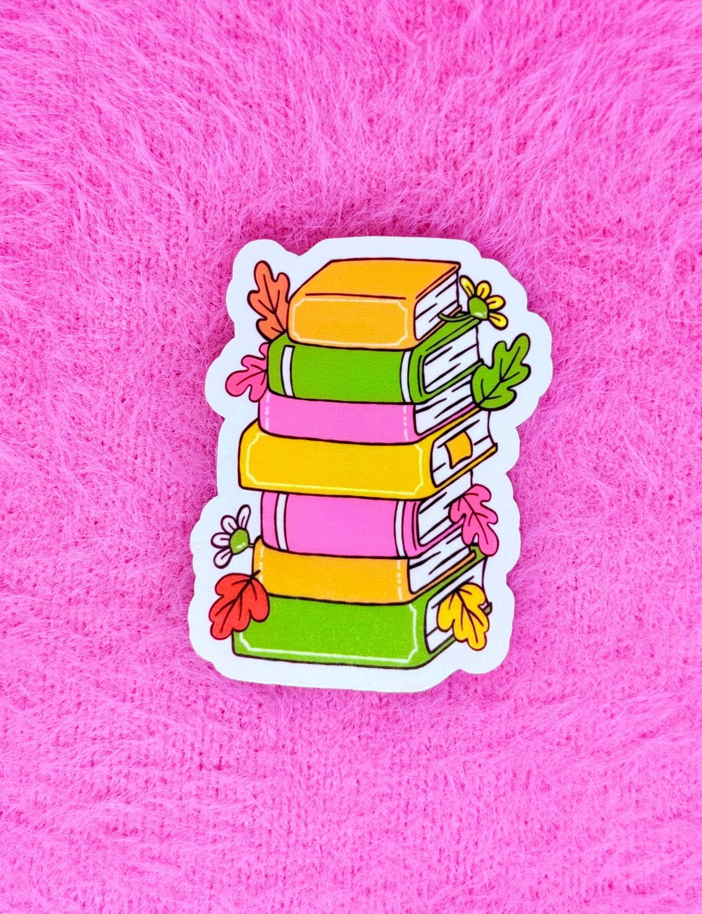 Maple Leaf Pastel Book Stack Vinyl Sticker