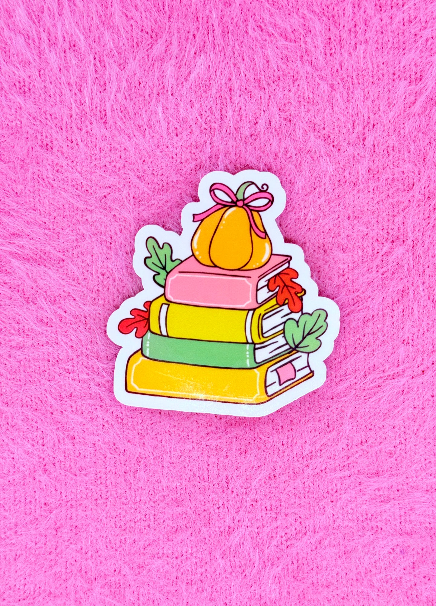 Pumpkin Book Stack Vinyl Sticker