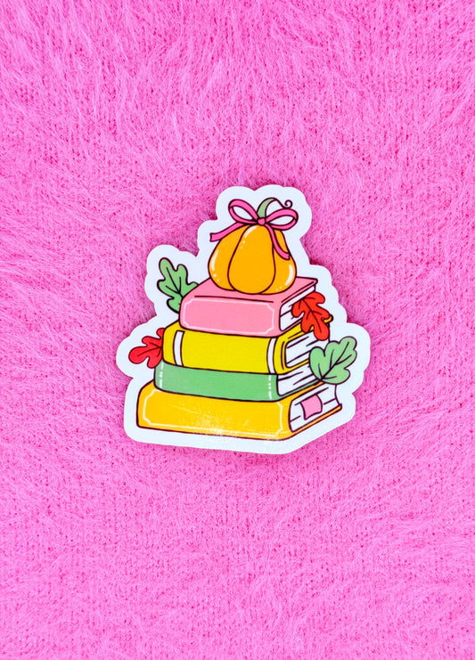 Pumpkin Book Stack Vinyl Sticker