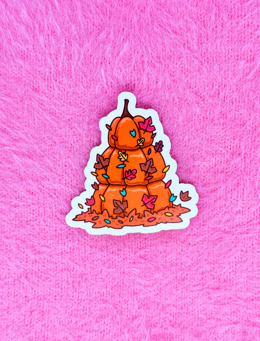 Pumpkin Maple Leaf Stack Vinyl Sticker