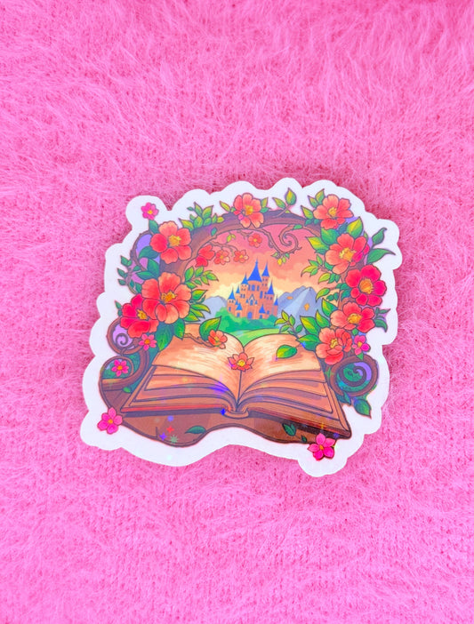 Sakura Reading Wonderland Holographic Vinyl Sticker