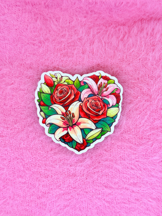 Rose Heart Bouquet Vinyl Sticker