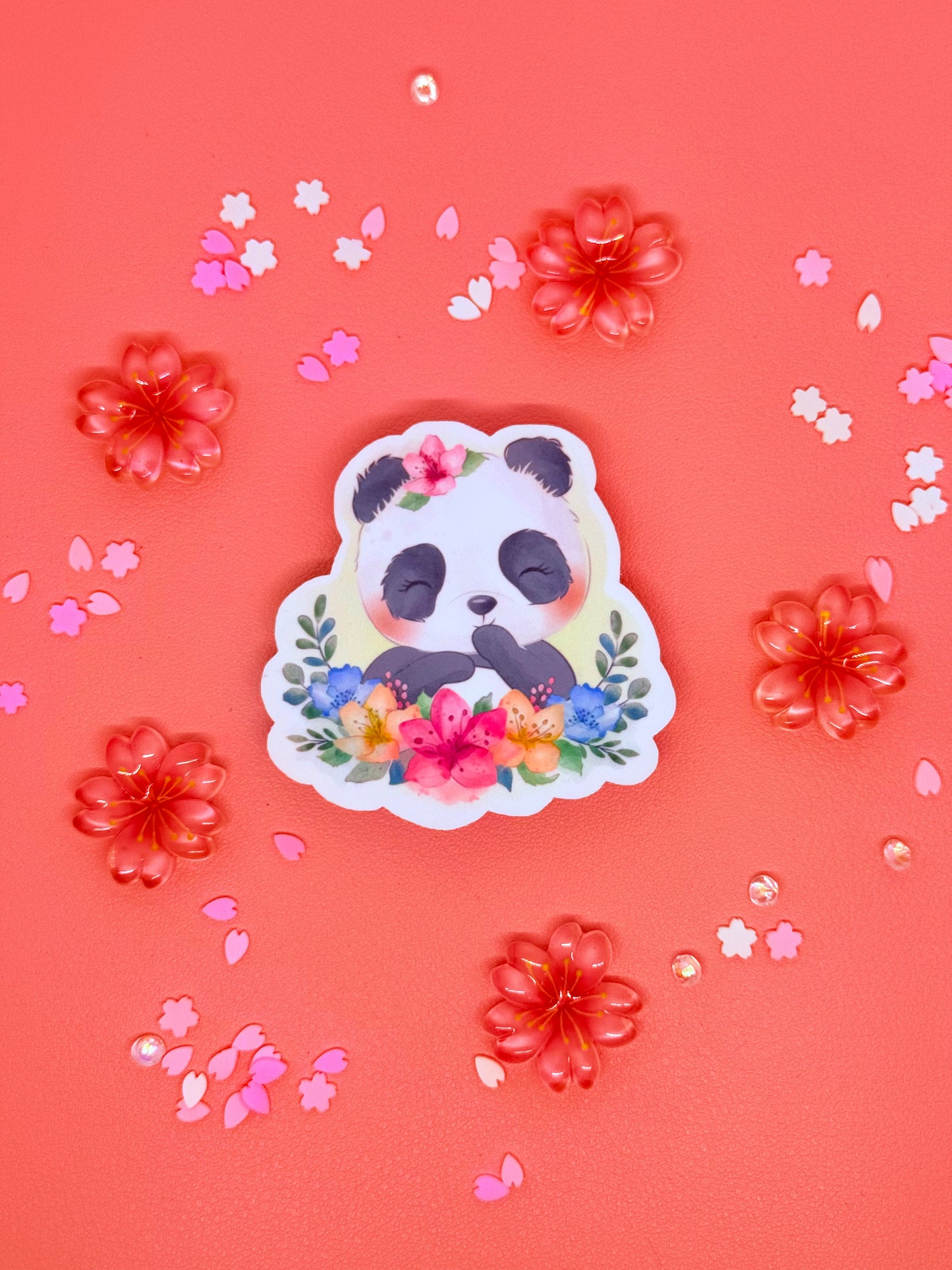 Flowered Panda Vinyl Sticker