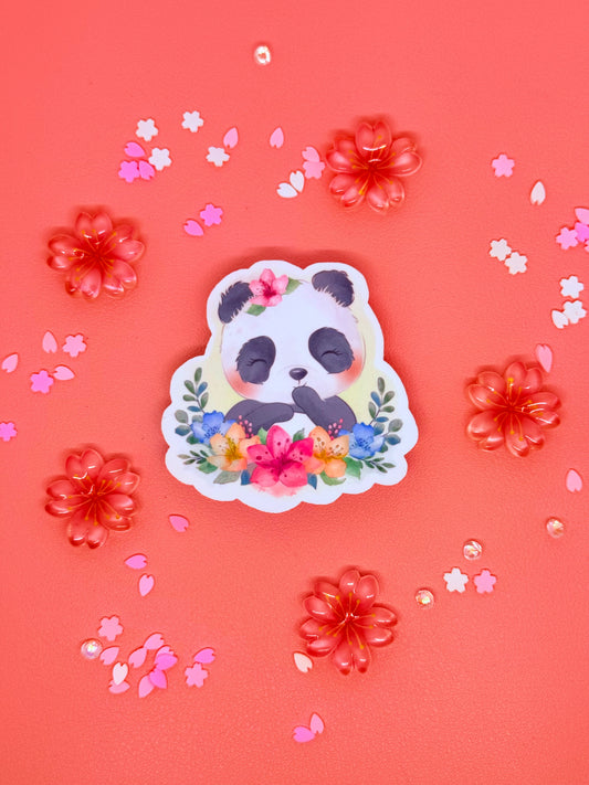 Flowered Panda Vinyl Sticker