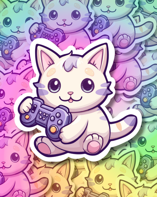 Joy Gamer Cat Vinyl Sticker
