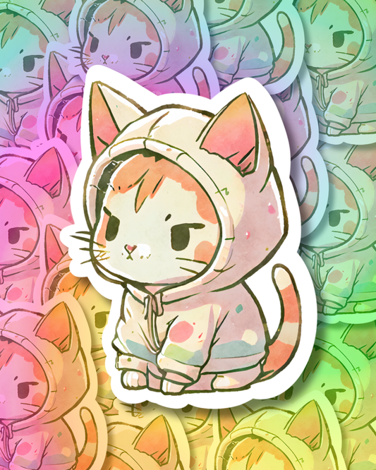 Kawaii Amused Cat Vinyl Sticker