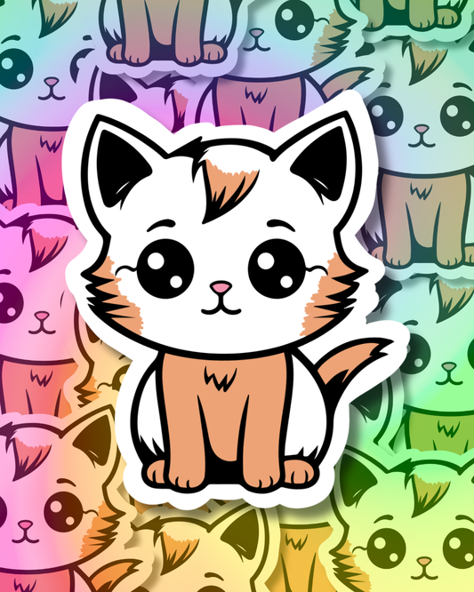 Kawaii Brown Cat Vinyl Sticker
