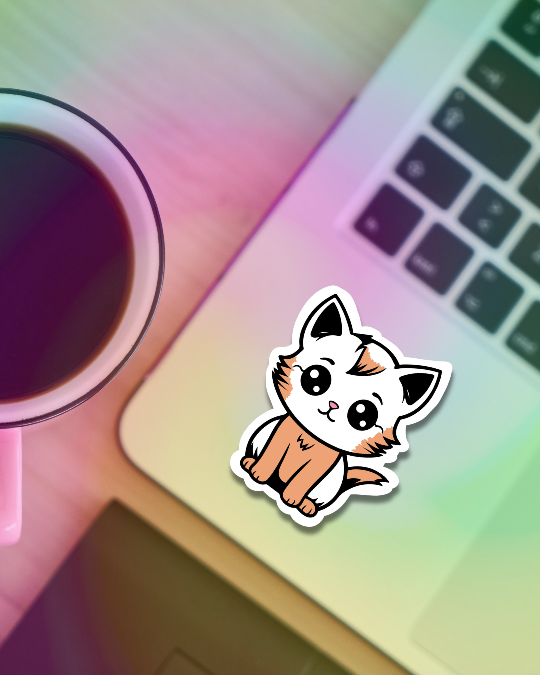 Kawaii Brown Cat Vinyl Sticker