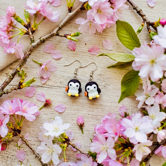 Penguin Cutie Adorable Kawaii Acrylic & Resin Dangle Earrings | Cute Japanese Aesthetic Gift
