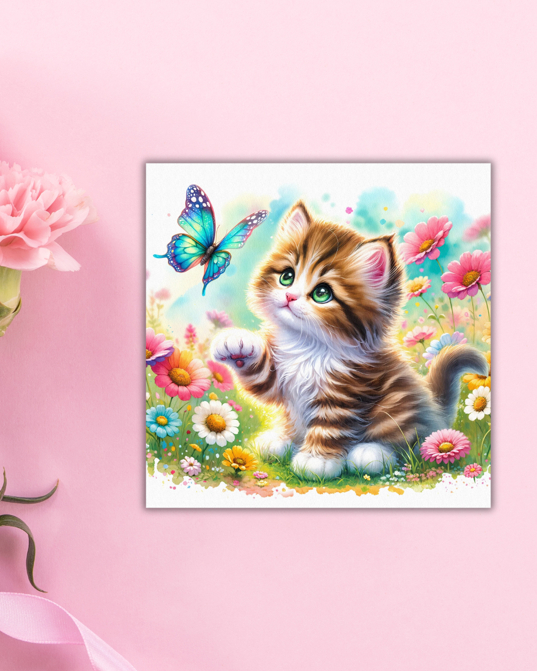 Kitty in Bloom Art Print Aesthetic Gift Decor