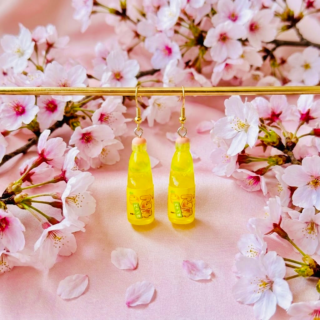 Lemon Soda Adorable Kawaii Acrylic & Resin Dangle Earrings | Cute Japanese Aesthetic Gift