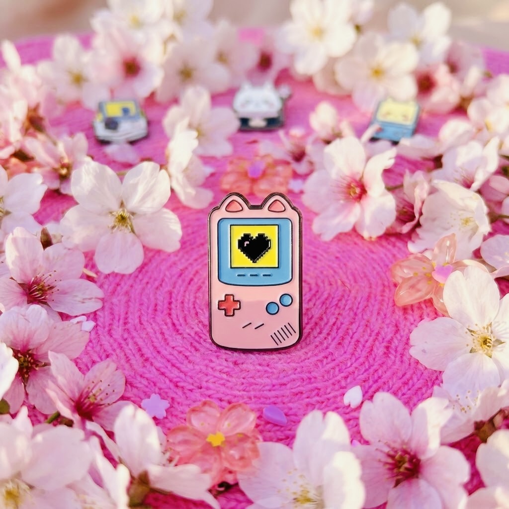 Game Boy Love Kawaii Cute Enamel Pin | Aesthetic Pastel Backpack & Jacket Lapel Pin