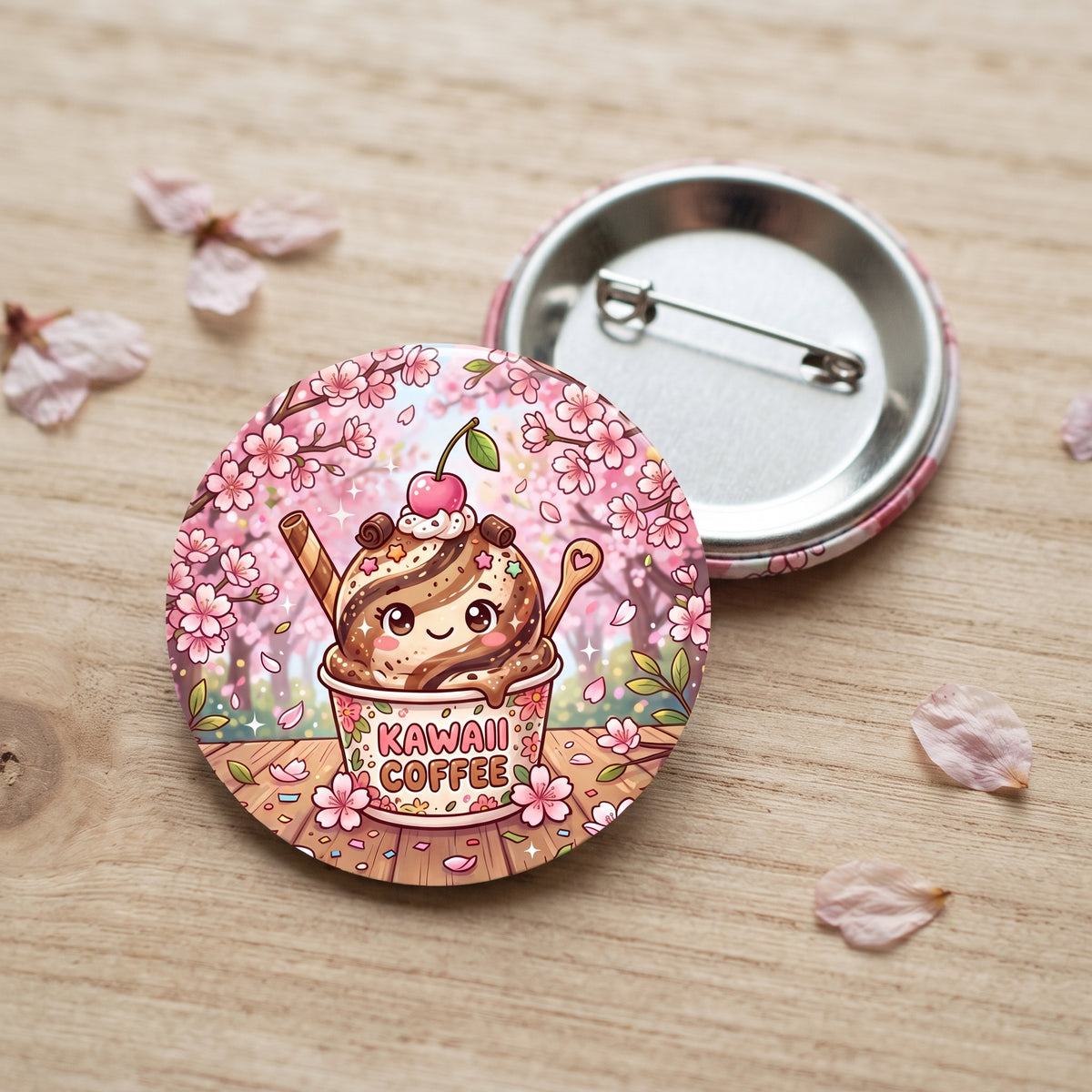 Kawaii Coffee Button Pin