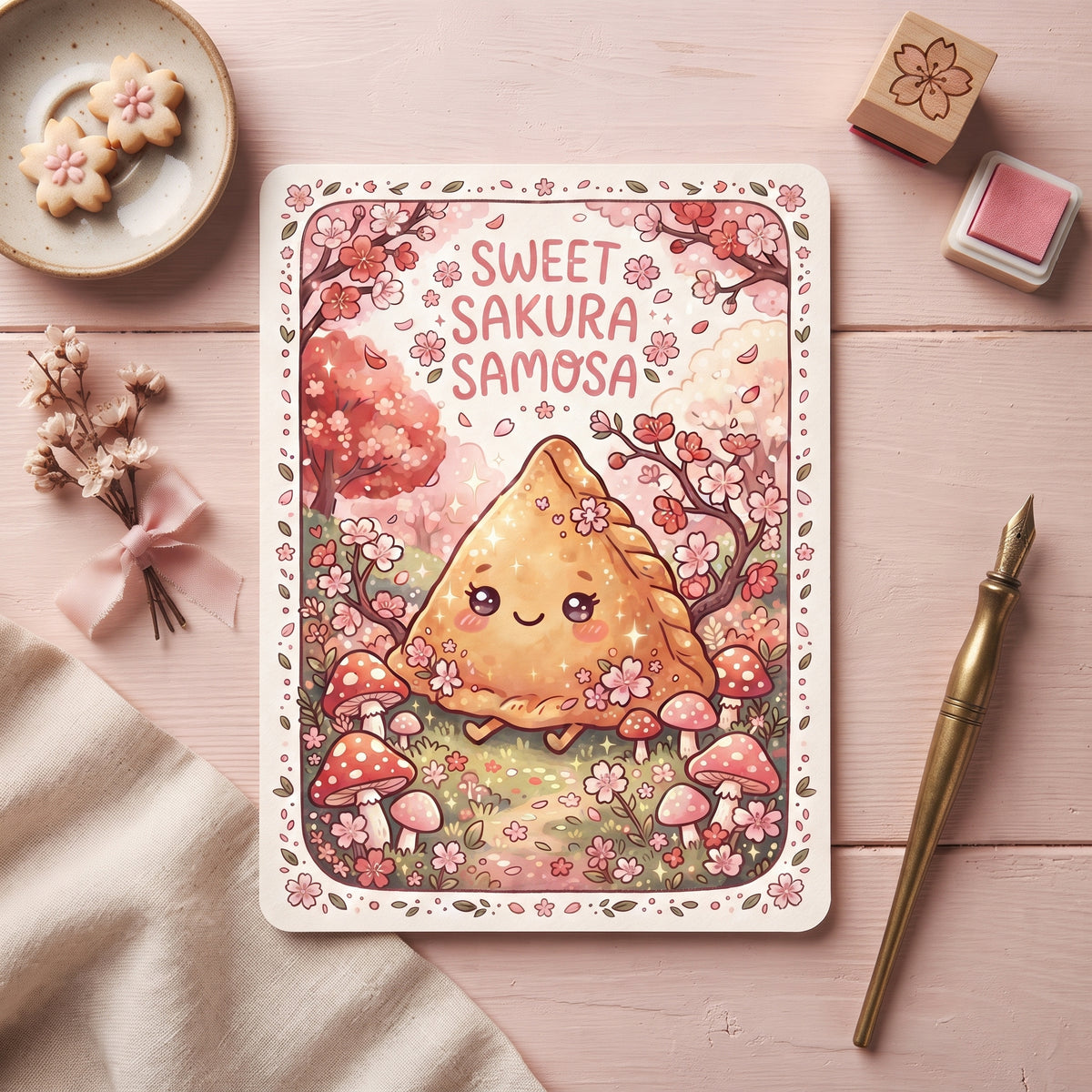 Sweet Sakura Samosa Postcard