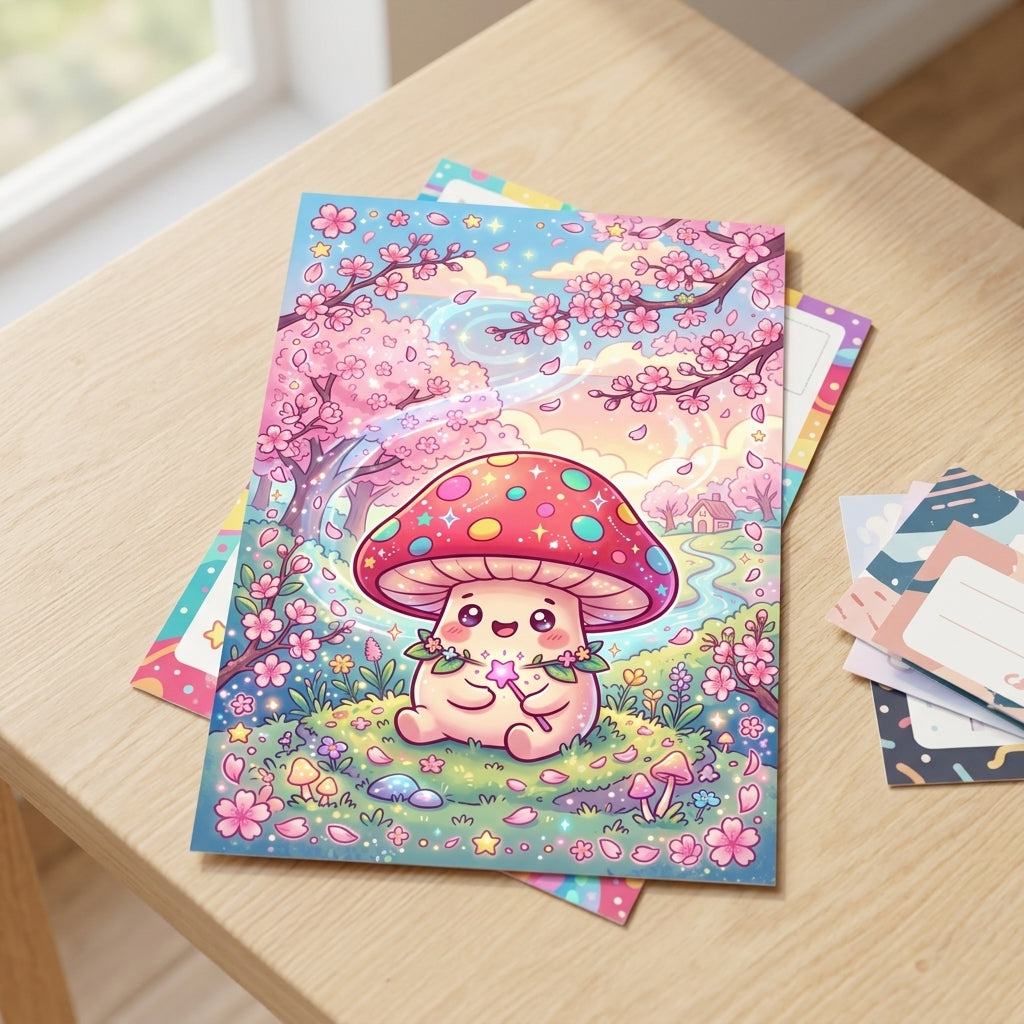 Magic Mushroom Smiley Postcard
