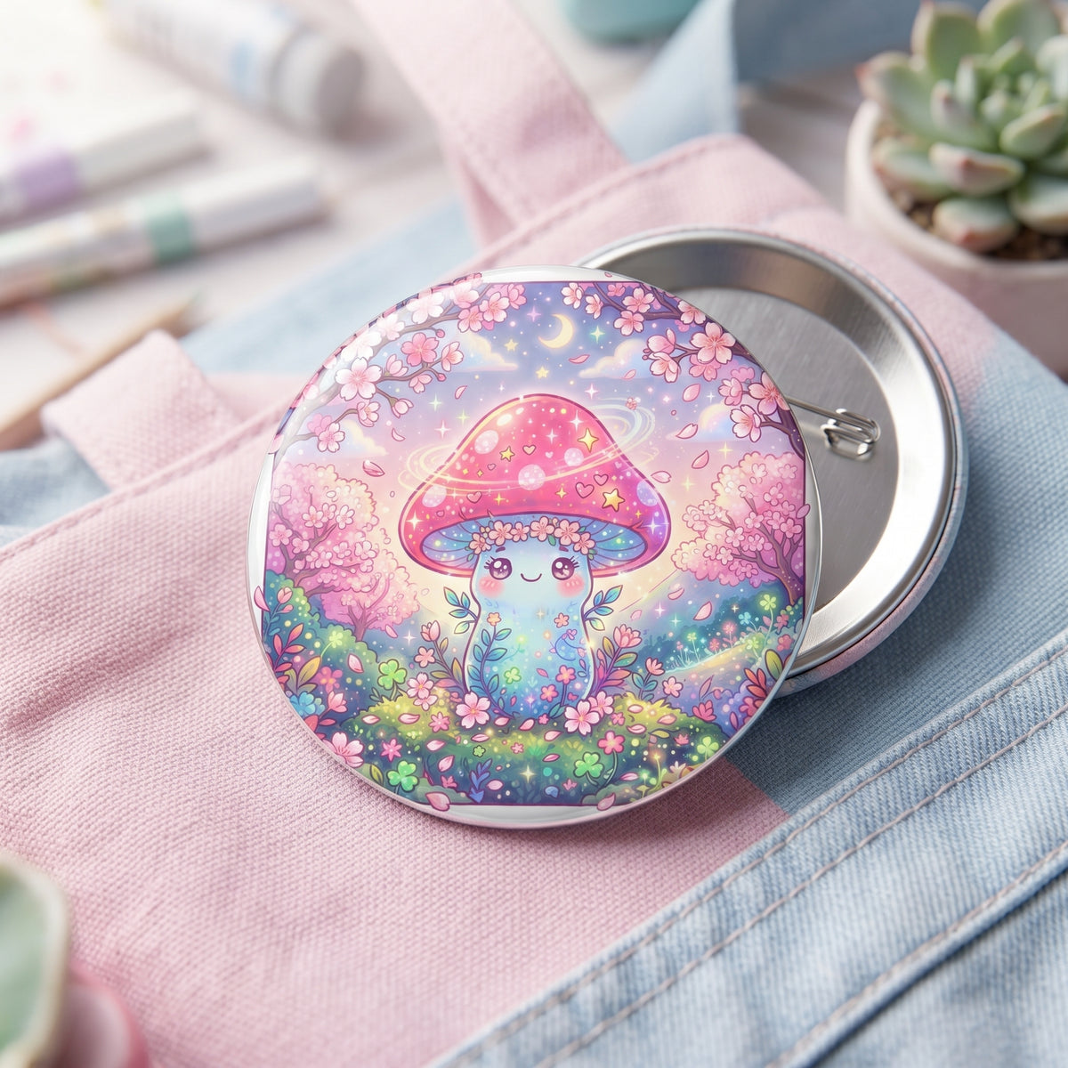 Magic Mushroom Cutie Button Pin