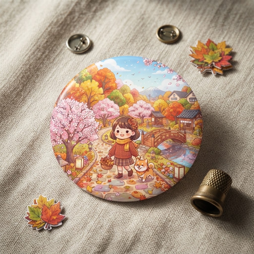 Autumn Pals Trail Big Button Pin