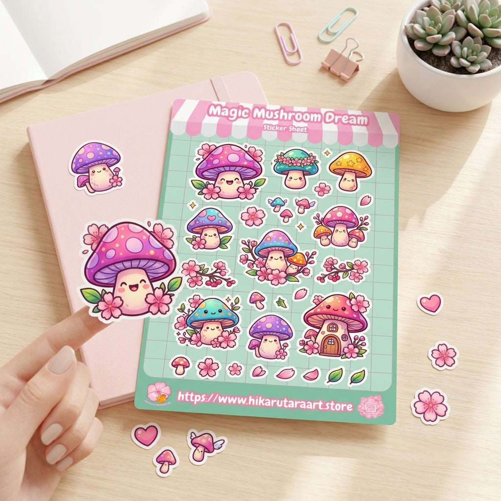 Magic Mushroom Dream Holographic Planner Sticker Sheet