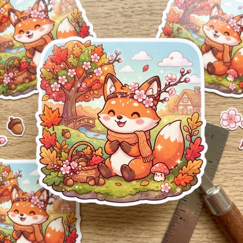 Autumn Fox Picnic Mini Sticker