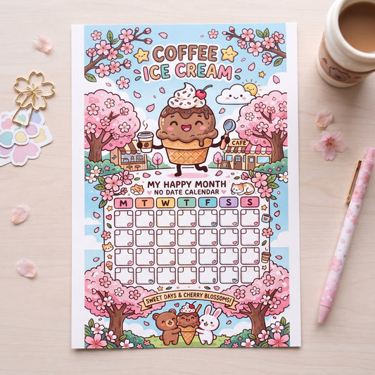 Coffee Ice Cream Digital Calendar